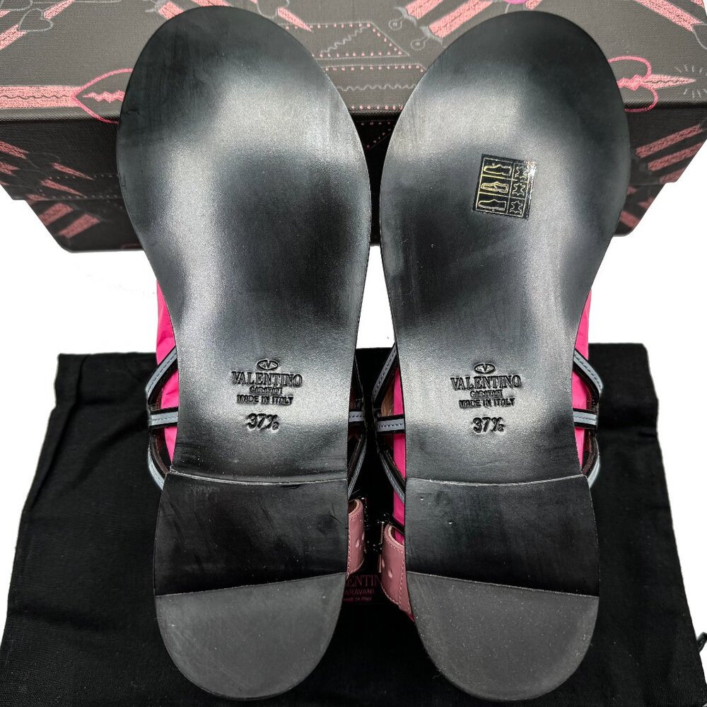 NEW Valentino Garavani Love Blade Multicolor Patent Leather Flat Sandals - Picture 10 of 12
